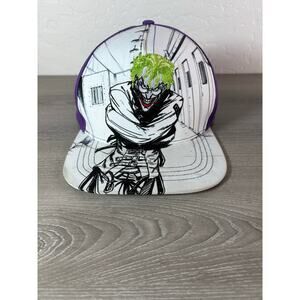 Vintage Six Flags DC‎ Comics The Joker Snapback Hat Purple Green Embroidered Cap
